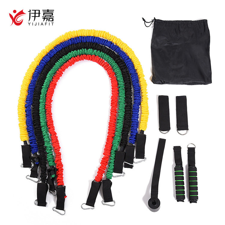 织带布套拉力绳多功能健身11件套装拉力器力量训练弹力健身器材