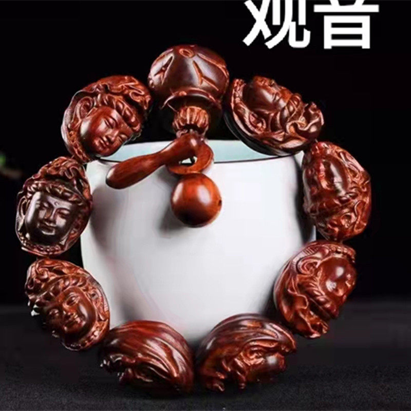 紫檀木手串佛手雕刻手串貔貅手串文玩手串把件