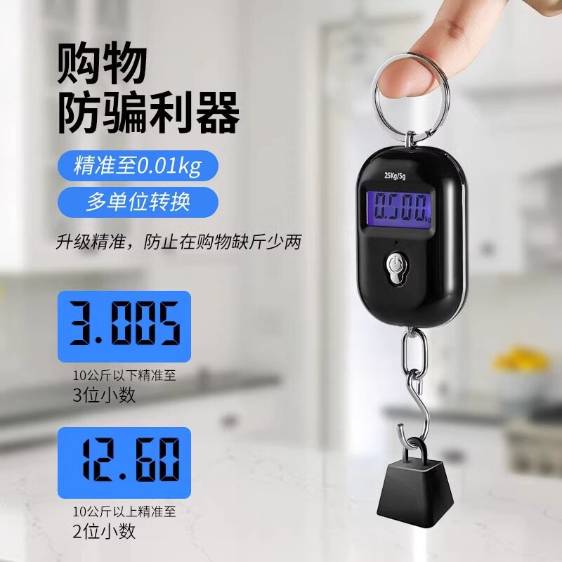 精准迷你手提电子秤高精度便携式小型弹簧秤吊秤家用买菜随身小秤