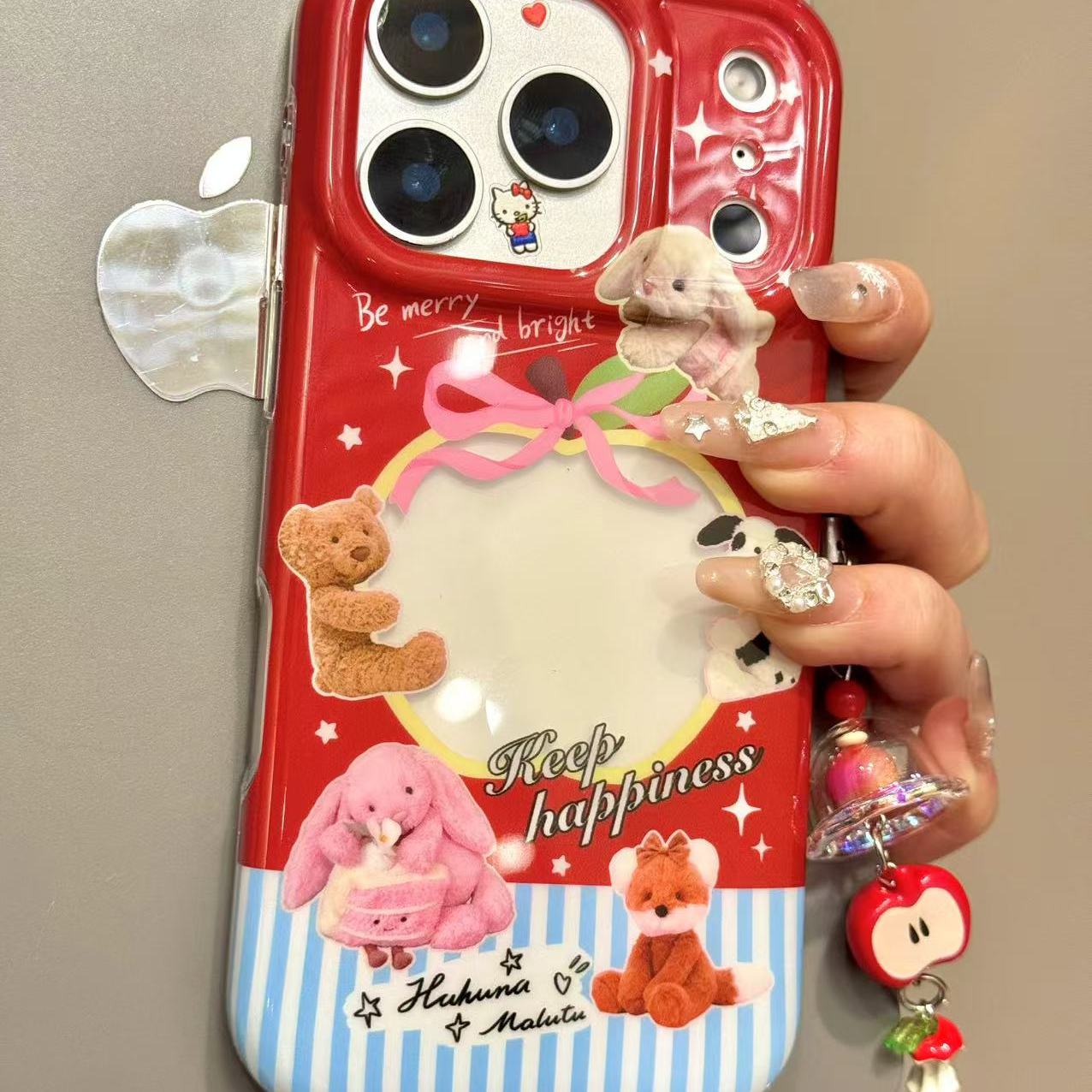 萌系可爱镂空苹果玩偶适用于iphone17promax苹果16pr手机壳15新款小众简约设计感防摔保护壳