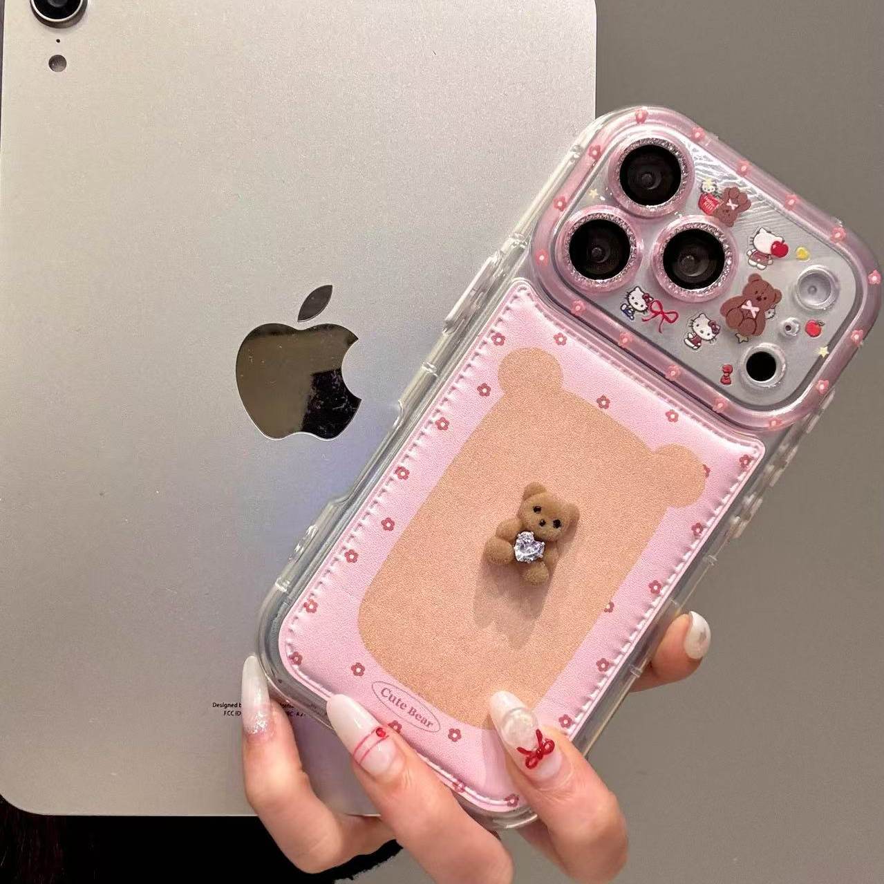 萌系可爱花朵围边爱心小熊适用于iphone17promax苹果16p手机壳15p可爱卡通童趣创意新款防摔,3C数码配件,手机保护套/壳,淘宝优惠券,粉丝福利购,淘宝优惠卷