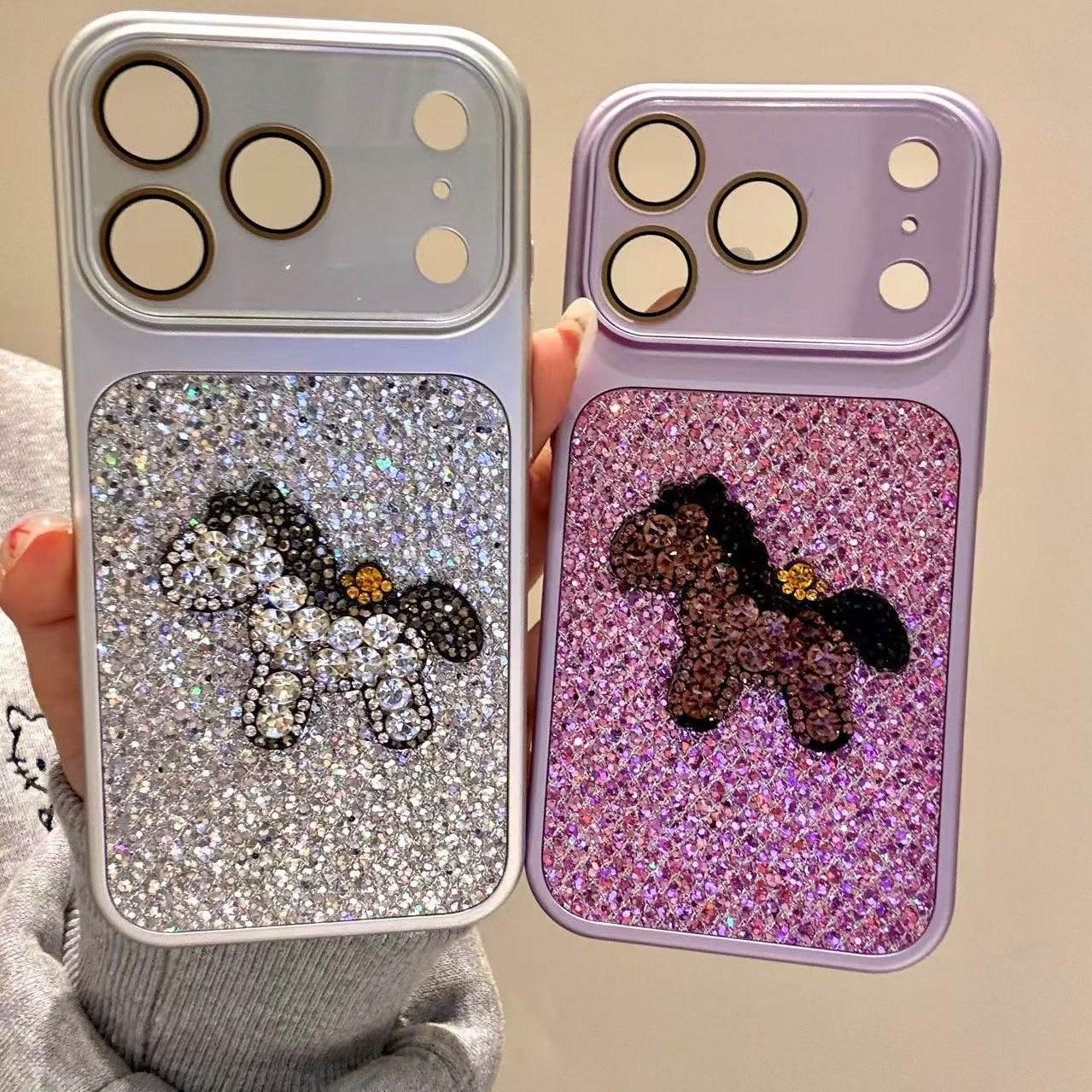 韩系ins银紫底闪片点钻小马适用于iphone17promax苹果16p手机壳15小众简约设计感防摔保护壳,3C数码配件,手机保护套/壳,淘宝优惠券,粉丝福利购,淘宝优惠卷