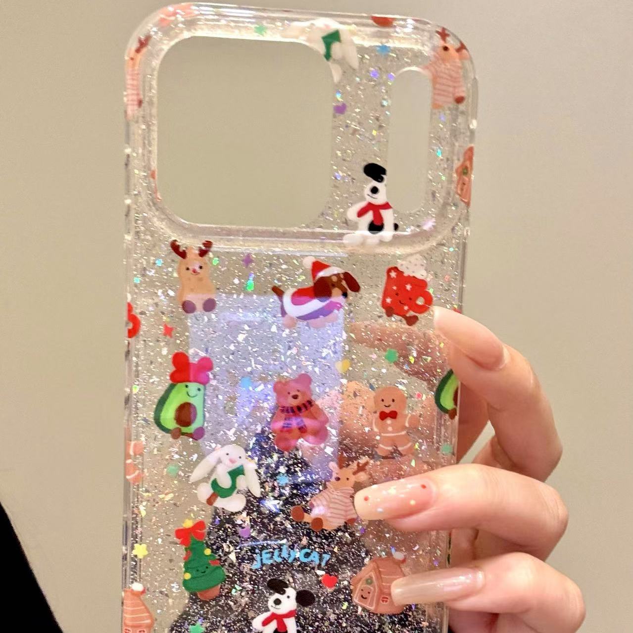 卡通可爱闪粉圣诞树jellycat适用ihone17promax苹果16pro手机壳15