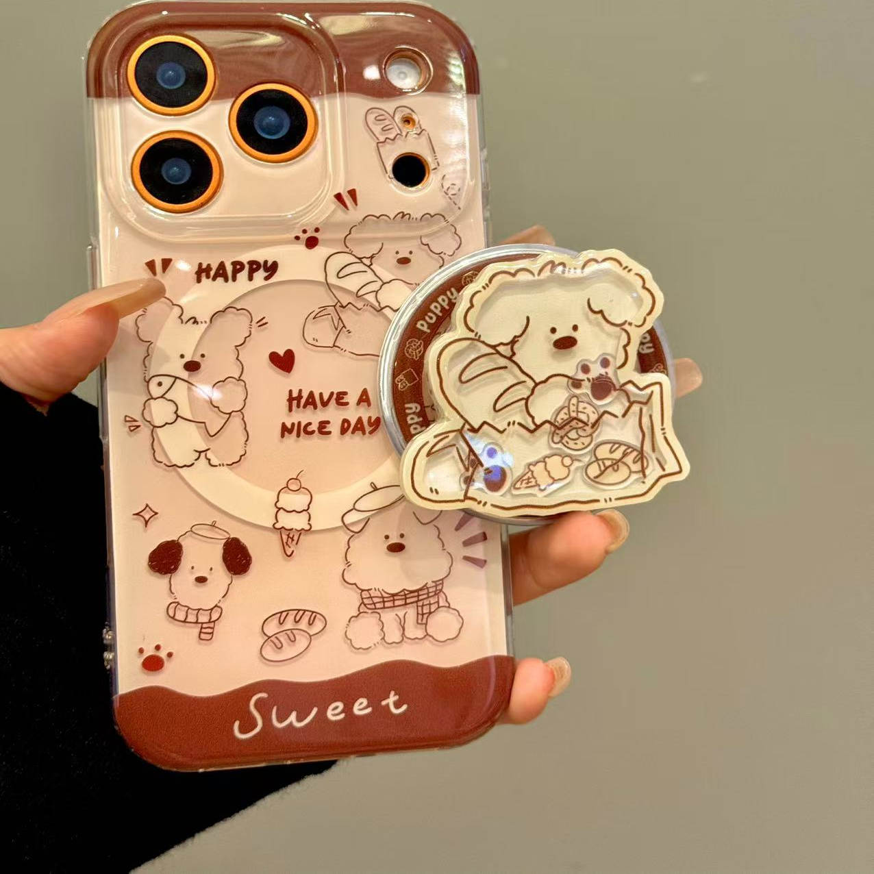 小众ins可爱线条面包小狗摇摇乐适用ihone17promax苹果16手机壳15小众简约设计感防摔保护壳