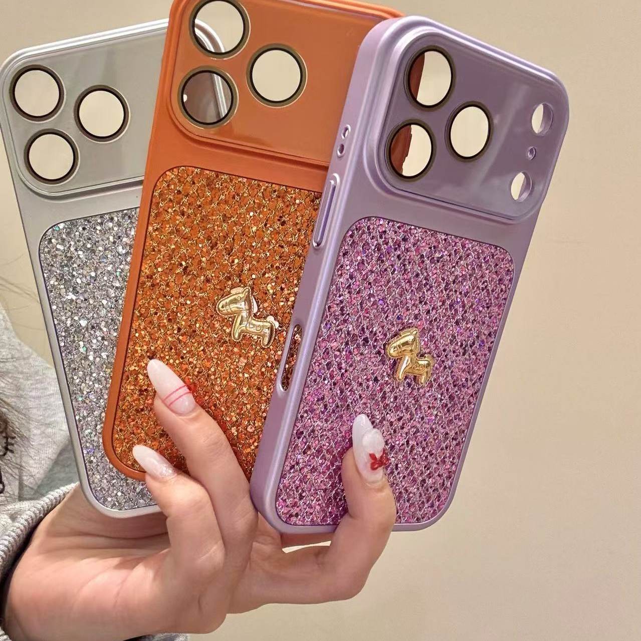 简约高级感菱形滑片金色小马适用于iphone17promax苹果16手机壳15小众简约设计感防摔保护壳,3C数码配件,手机保护套/壳,淘宝优惠券,粉丝福利购,淘宝优惠卷