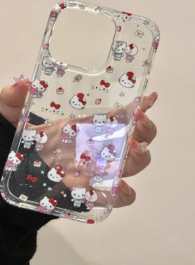 可爱细闪甜品猫咪适用iphone16prom苹果15pr手机壳14新款13双层