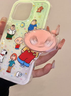 恶搞之家红温饺子脑壳转转支架适用于iphone16prom苹果15手机壳14新奇搞怪风小众防摔保护壳