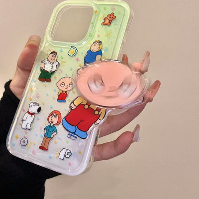 恶搞之家红温饺子脑壳转转支架适用于iphone16prom苹果15手机壳14新奇搞怪风小众防摔保护壳