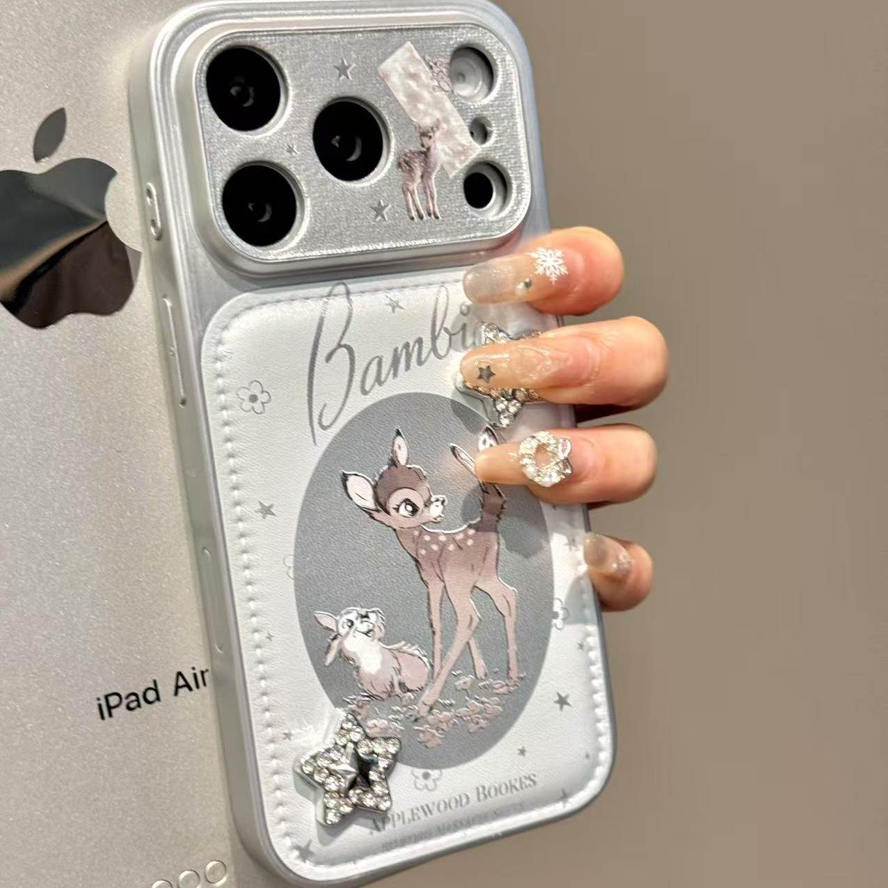 萌系可爱点钻星星小鹿小兔适用于iphone17promax苹果16pr手机壳15小众简约设计感防摔保护壳