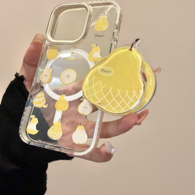 黄鸭梨图鉴磁吸壳适用于iphone16prom苹果15手机壳14p13ins风新奇简约时尚涂鸦少女心满满
