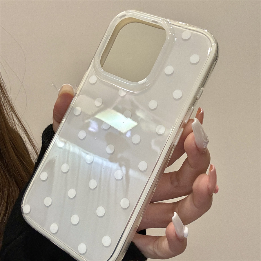 韩系简约ins白波点适用iphone17promax苹果16手机保护壳新款15pro高级感小众设计防摔