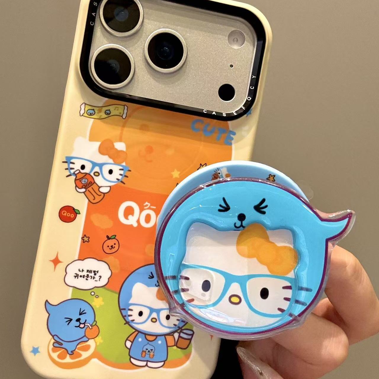 卡通可爱果汁酷儿头套蓝眼镜猫咪适用ihone17promax苹果16p手机壳童趣创意搞怪新款防摔保护壳