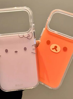卡通呆萌猫咪轻松熊表情适用iphone17prom苹果16手机壳15pr新款14少女心软萌甜美防摔保护壳