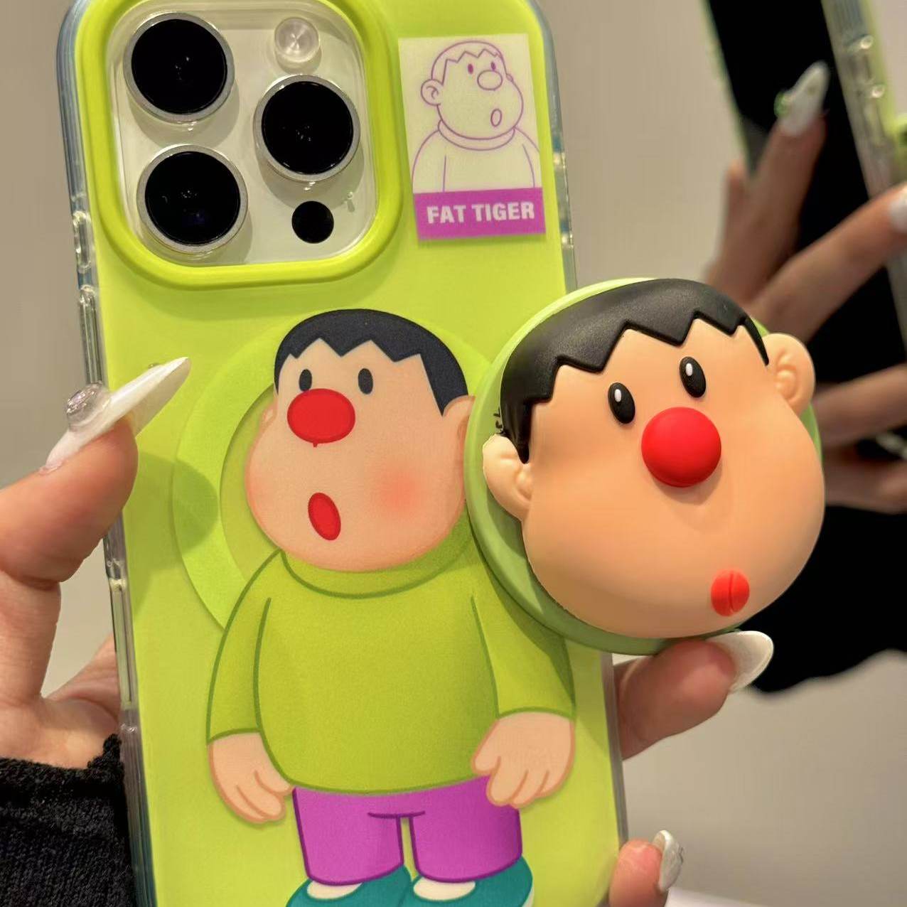 卡通ins绿衣胖虎硅胶磁吸适用于iphone16promax苹果15pro手机壳14童趣创意新款防摔保护壳