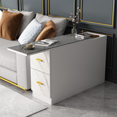 轻奢岩板意式 边柜茶水床头沙发柜侧边柜角几茶几扶手桌窄缝隙边几