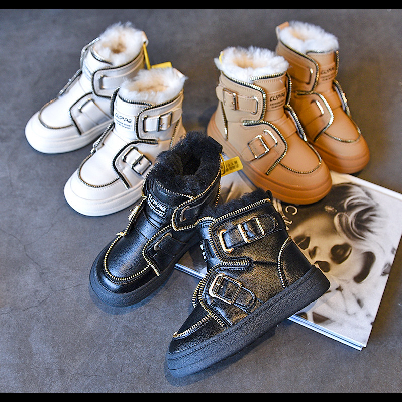 儿童雪地靴真皮男女童靴子保暖