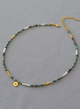 文艺绿松石眼睛吊坠叠戴项链浪漫