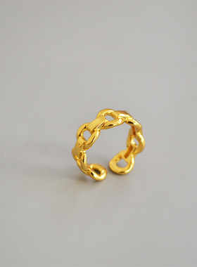 戒指开口链条食指黄铜冷淡风女