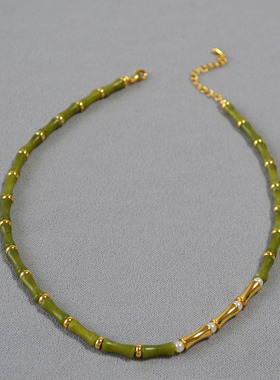 国潮中国风项链锁骨链手链玉石女