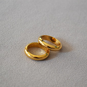 法式 Celi冷淡风简约时尚 百搭叠带素面光圈黄铜镀金戒指食指戒女