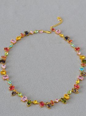 日韩小众设计糖果彩色宝石项链