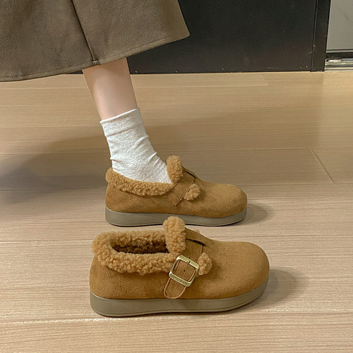 冬季厚底加绒保暖懒人勃肯鞋女