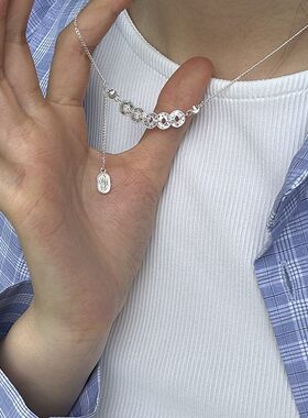 槐序HX【碎碎冰系列】925纯银五帝钱币项链女新中式车花流苏项链