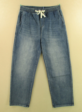 牛仔裤男36码男美式慵懒风阔腿裤复古松紧腰宽松直筒W311/6801-16