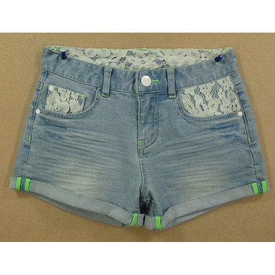 牛仔短裤24码弹力修身卷脚苗条