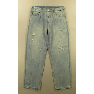 7513 牛仔裤 慵懒风复古破洞阔腿透气宽松直筒L204 美式 男32码