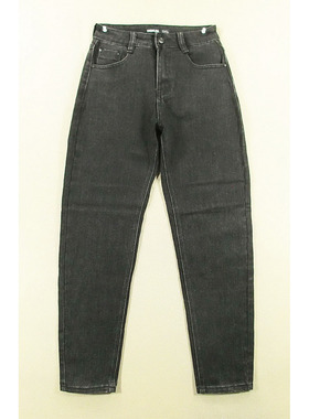 牛仔裤女25码厚实弹力锥形小脚裤高腰黑色长裤全新品D102/8551-03