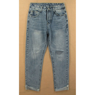 纯棉破洞男友裤 BF孤品 7054 九分裤 P201 女25码 包邮 牛仔裤 特价