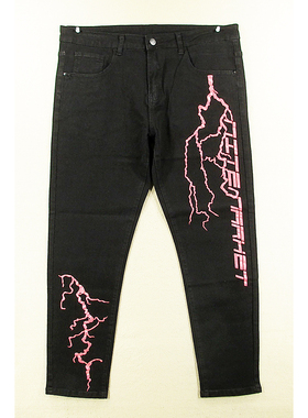 05*5981/J302*牛仔裤男欧版复古弹力紧身小脚柔软黑色涂鸦潮牌
