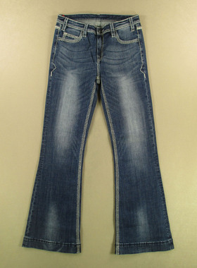 牛仔裤女欧版弹力低腰加大码提臀遮胯喇叭裤加长I409/98583*17