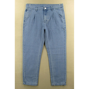 小个子牛仔裤男潮牌复古九分日系锥形裤老爹哈伦裤K407/6682*02