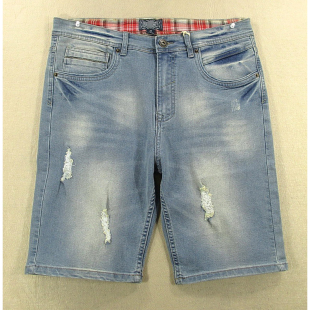 破洞弹力修身 外单夏裤 5202 五分裤 R206 男32码 包邮 牛仔中裤 KHCO