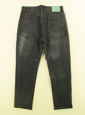 牛仔裤男34码弹力宽松微锥形高腰黑色单品KHCO长裤子Q202/3802-10