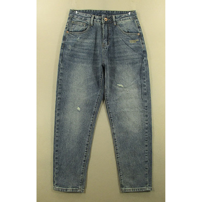 牛仔裤男28码宽松锥形裤老爹裤破洞长裤子全新品*S108/38505-04