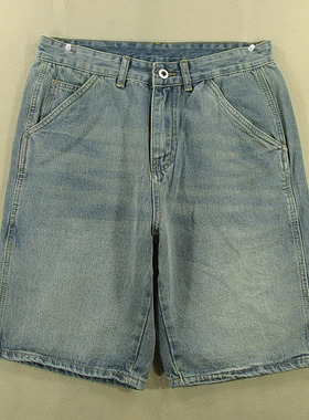 牛仔中裤五分裤男31码宽松高腰厚实短裤夏款全新品D104/38531-17