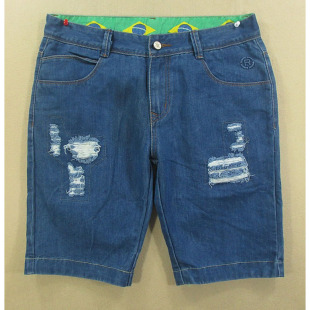 破洞卷边潮牌百搭修身 款 包邮 牛仔中裤 8319 男32码 R103 五分裤