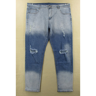 牛仔裤 M201 男38码 欧版 外单锥形弹力小脚破洞KHCO 大码 2904