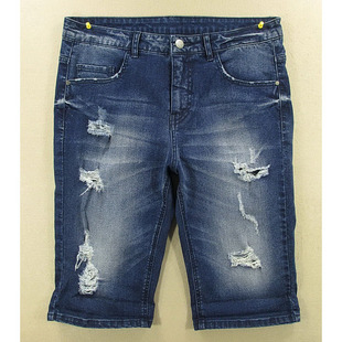 牛仔中裤 七分裤 包邮 8608 KHCO特价 I206 破洞弹力修身 男32码