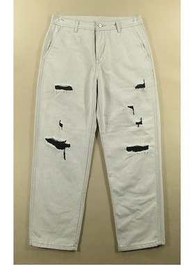 牛仔裤男32码老爹裤宽松复古破洞加肥长裤子全新品*S109/38506-08