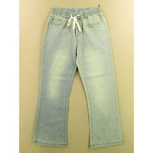 欧版 男32码 复古松紧腰弹力宽松微喇九分裤 W311 薄款 6801 牛仔裤