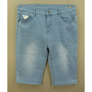 五分裤 8302 男32码 J102 破洞潮牌百搭柔软弹力修身 牛仔中裤