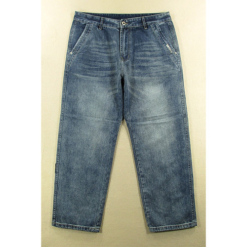 美式薄款宽松直筒牛仔裤男