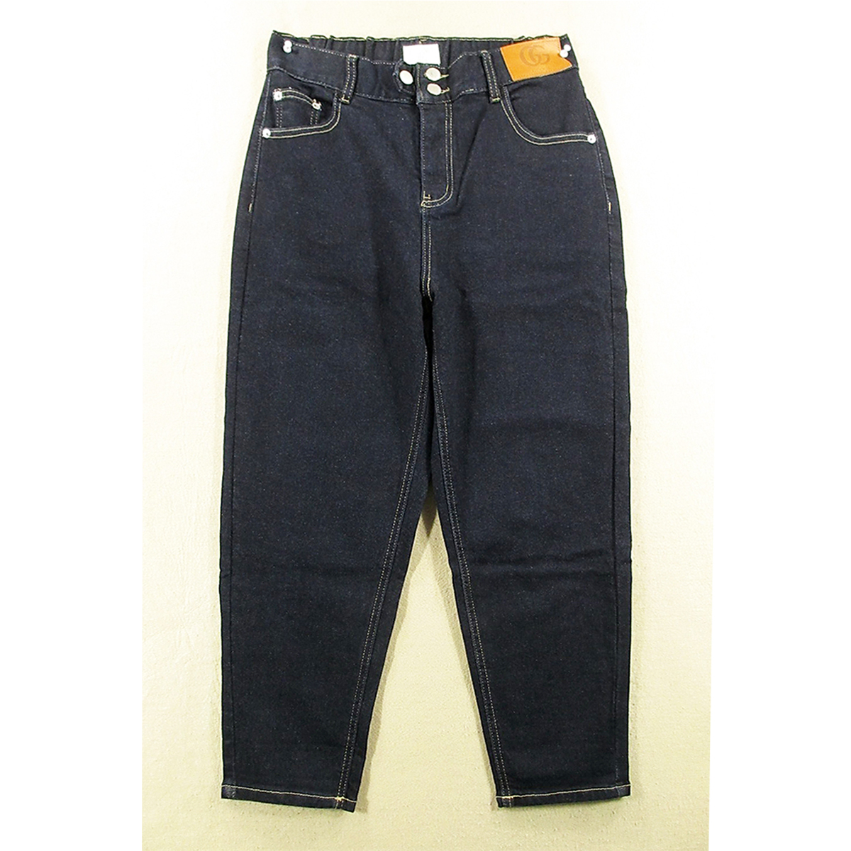 牛仔裤女秋冬款抓绒加厚弹力高腰显瘦潮老爹哈伦裤P203/68281*14