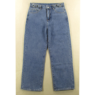 女秋冬款 68281 弹力加绒加厚加大码 L407 宽松阔腿直筒 牛仔裤