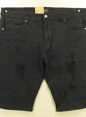 03*5682/V213*牛仔裤男欧版黑色破洞补丁柔软弹力宽松款KHCO包邮