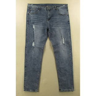 牛仔裤 N101 男38码 破洞弹力修身 外单KHCO 锥形小脚大码 68902